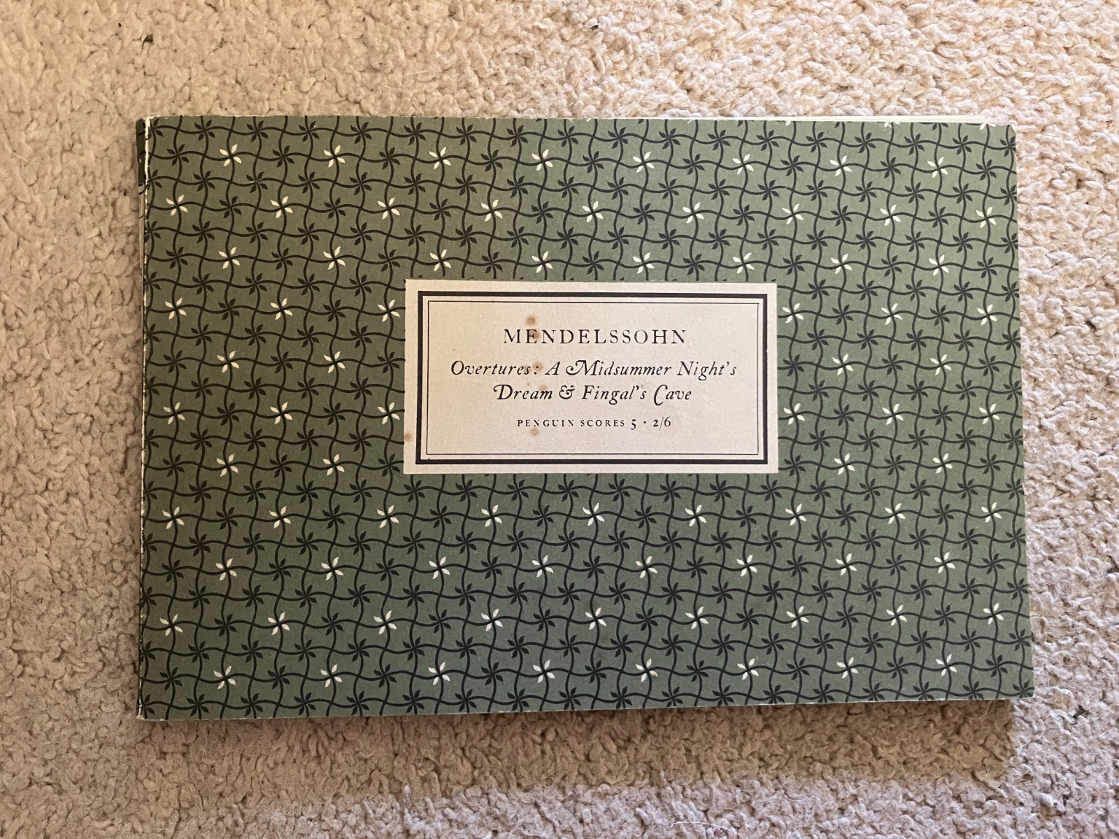 Vintage Penguin 20x13cm Book Scores 5, 1950 Mendelssohn Overtures 2/6d (269)