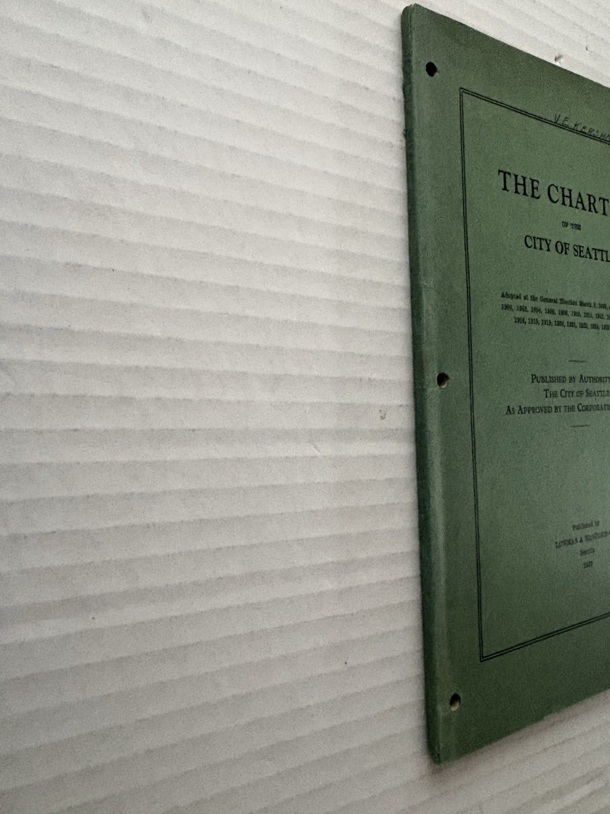 The Charter City of Seattle WA Lowman & Hanford company 1928 VG+