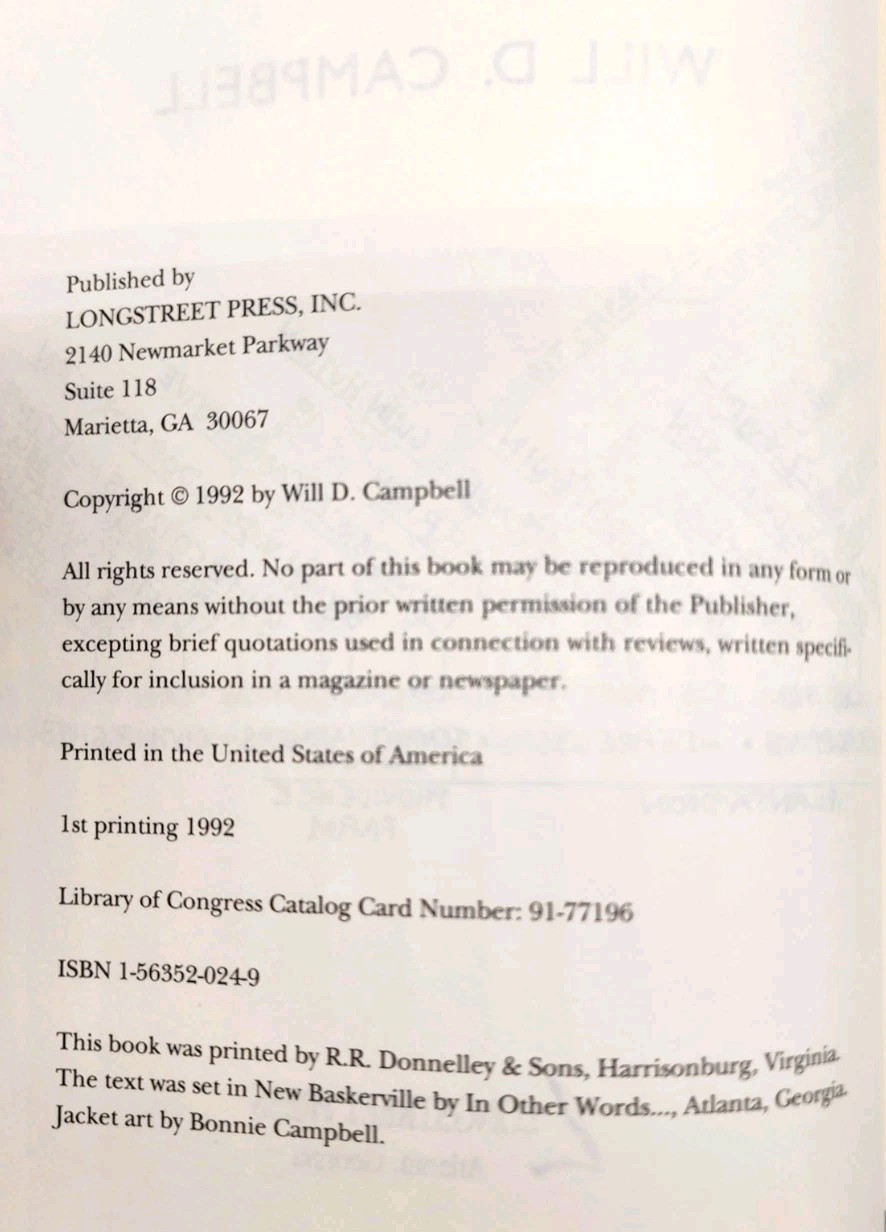 Providence by Will Campbell • Signed First Edition