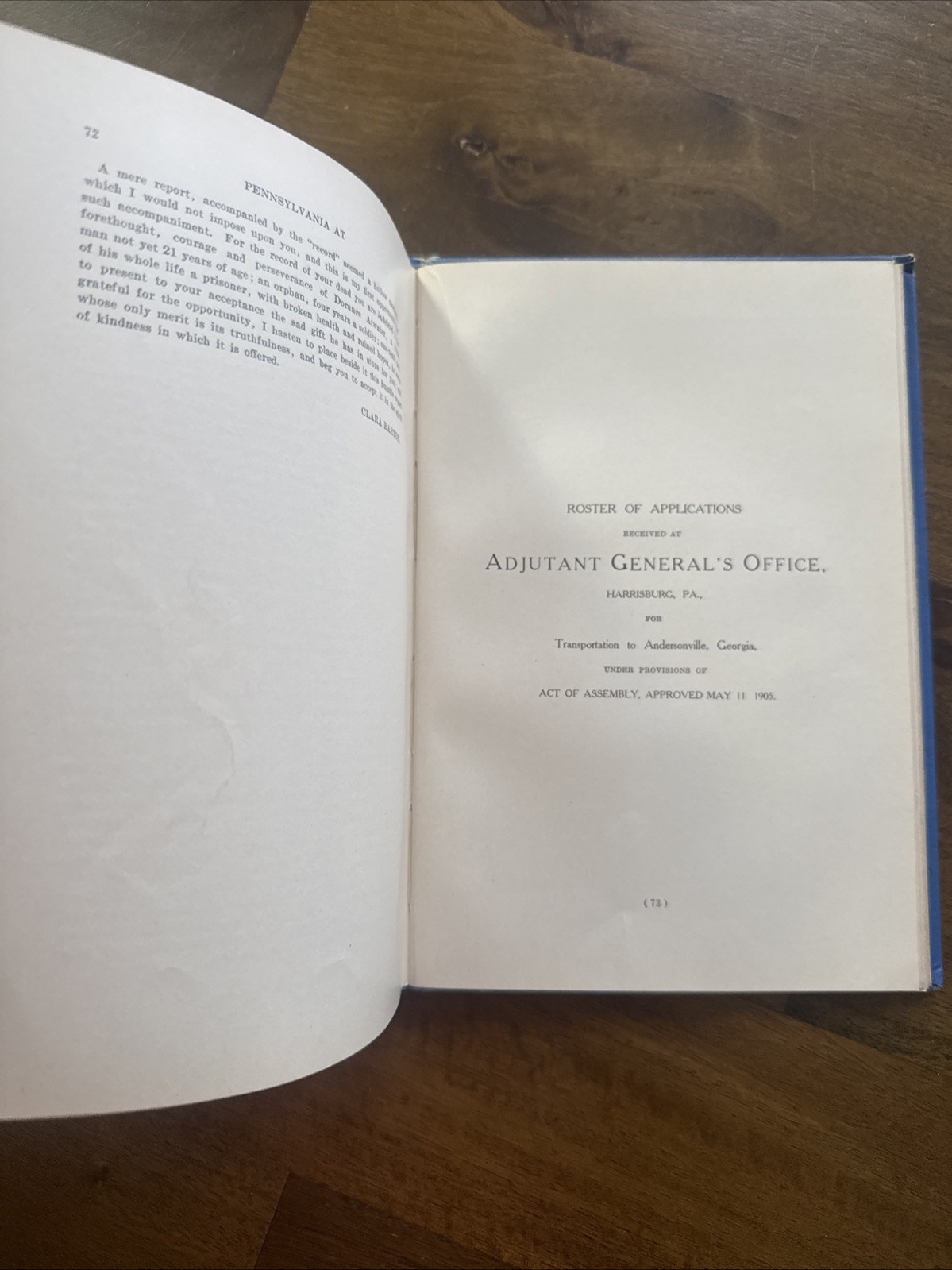 James D WALKER / Pennsylvania at Andersonville Georgia Ceremonies 1st ed 1909