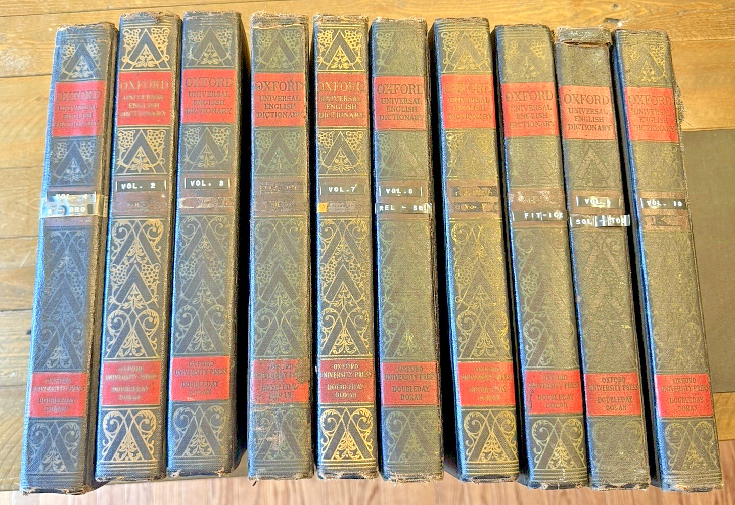 1937 Oxford Universal Dictionary Complete 10 Vol Set Antique Decorative Books