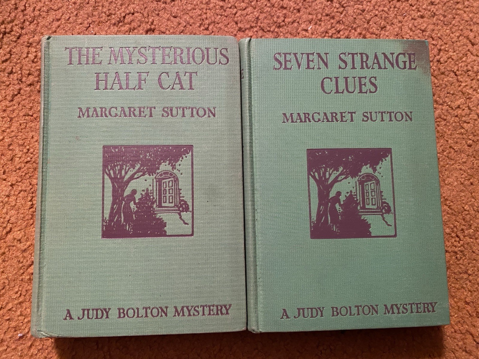2 LOT – A Judy Bolton Mystery Margaret Sutton 1930s HC no DJ | Half Cat 7 Clues