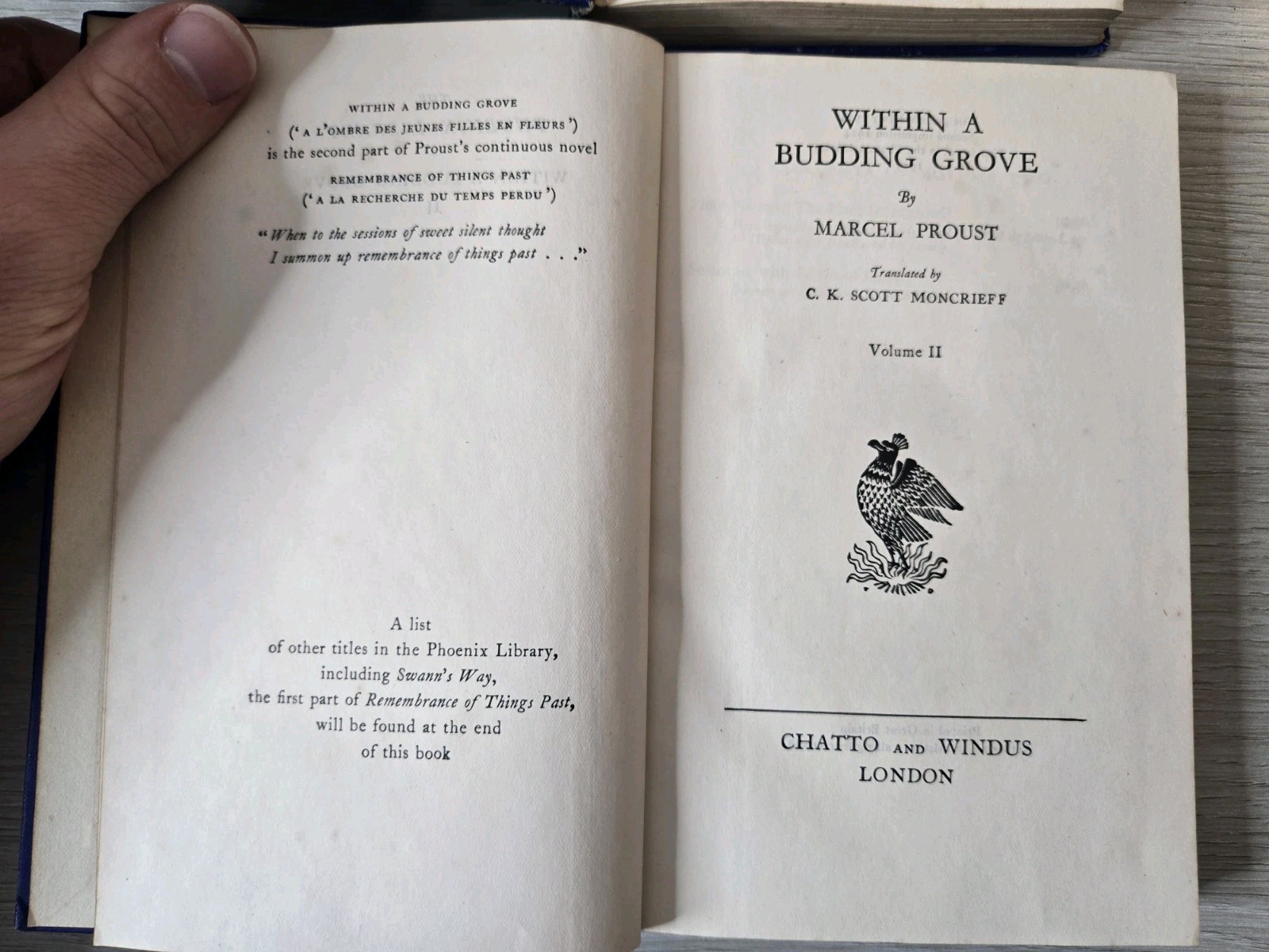 Within A Budding Grove Marcel Proust Into Volumes 1929 Phoenix Library J20