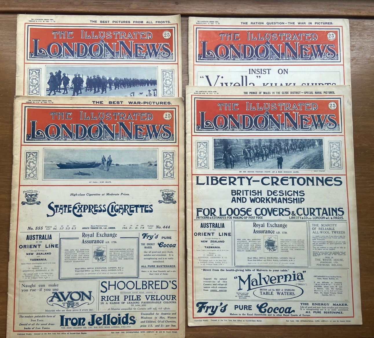 1918 Lot Of 4 JAN FEB MARCH THE ILLUSTRATED LONDON NEWS MAGAZINE