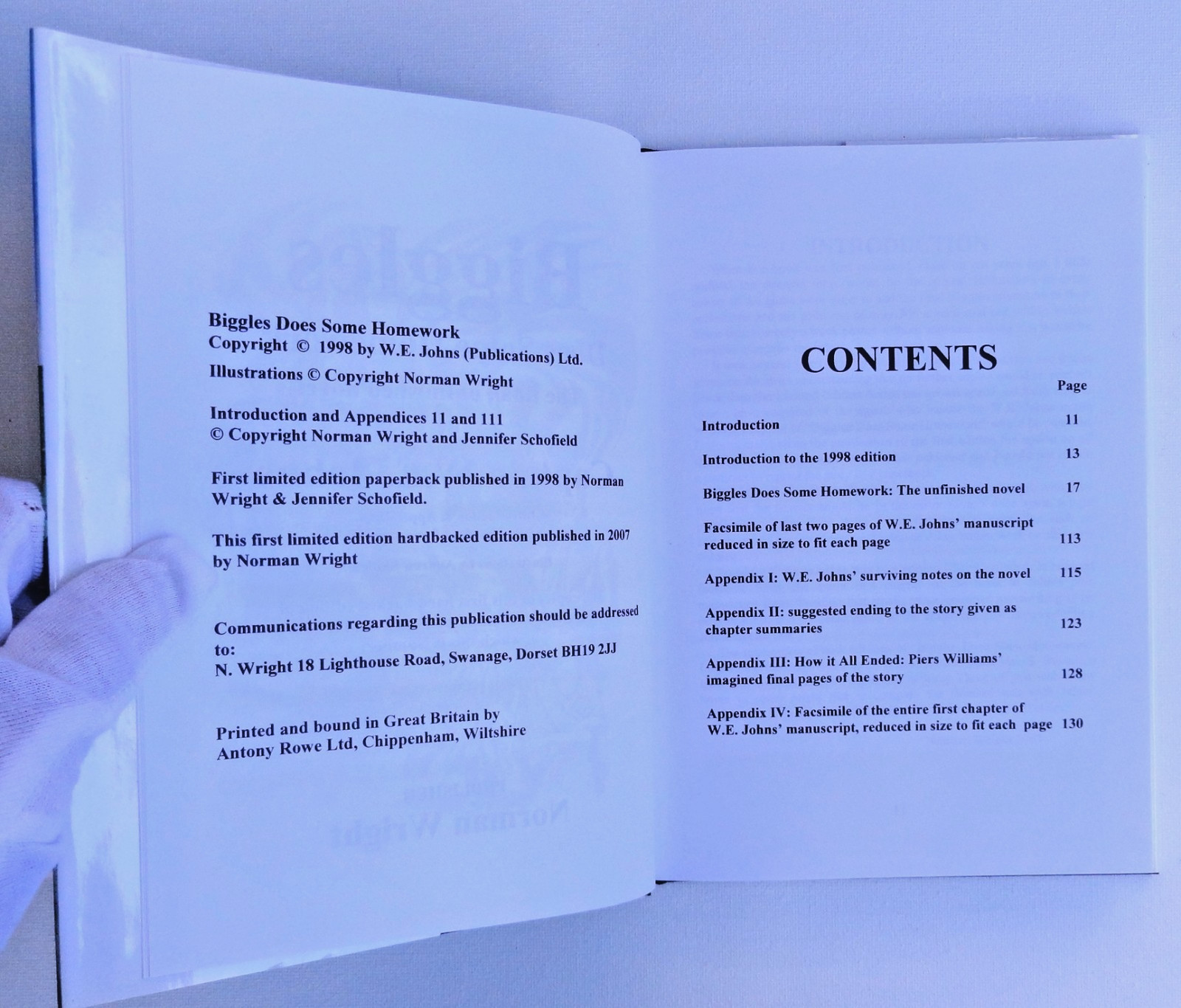 BIGGLES DOES SOME HOMEWORK – W.E Johns – 2007 – Limited 2nd Edition –