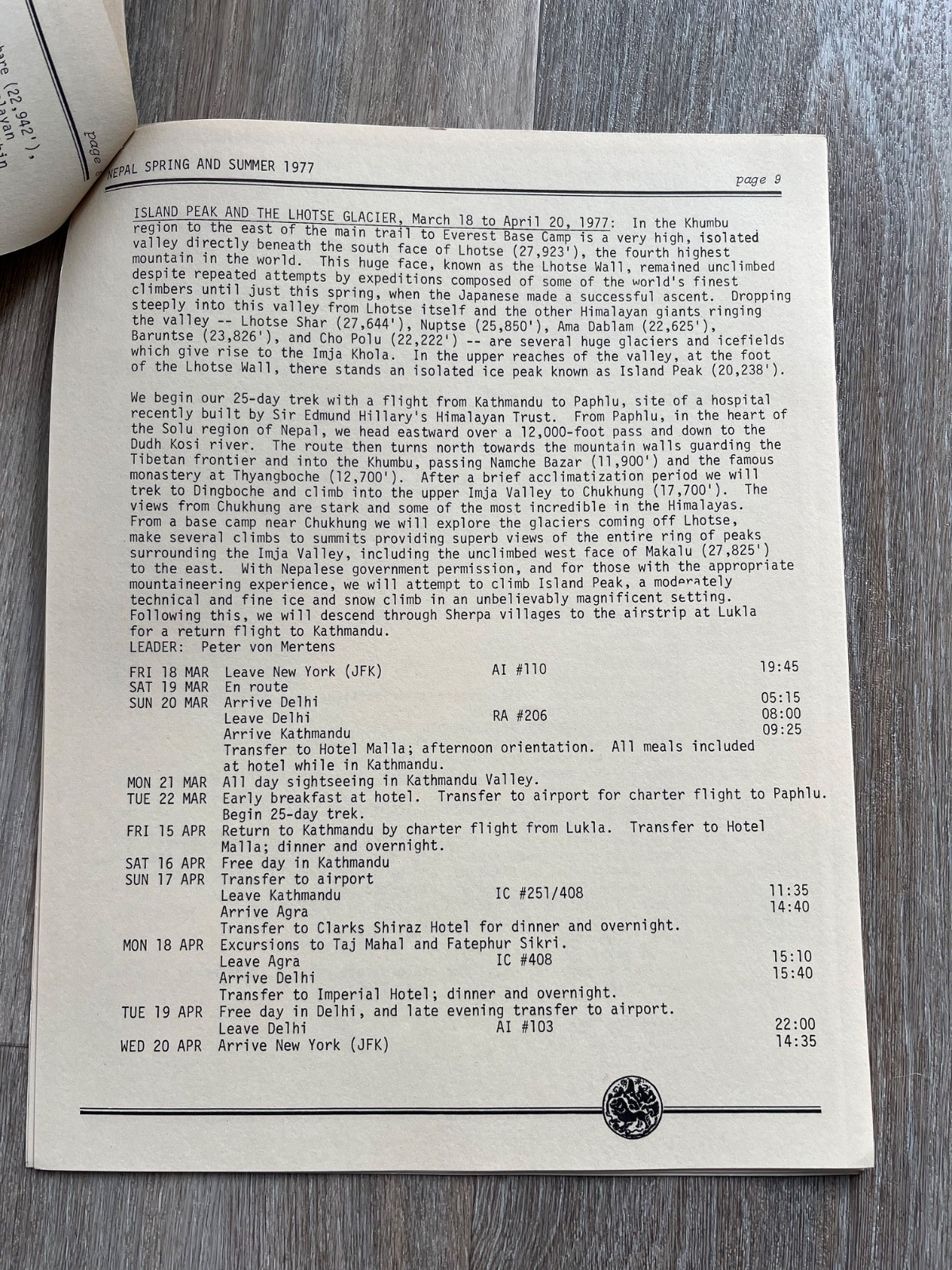 1977 nepal spring & summer – from mountain travel in california ( stapled )