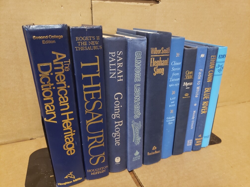 Lot of 6 Hardcover BLUE NAVY AQUA TEAL Shades Books for Staging Prop Decor