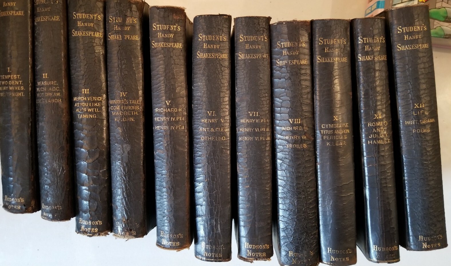 1881 The Works Of Shakespeare Leatherbound – 11 Volumes Hudson’s Students Notes