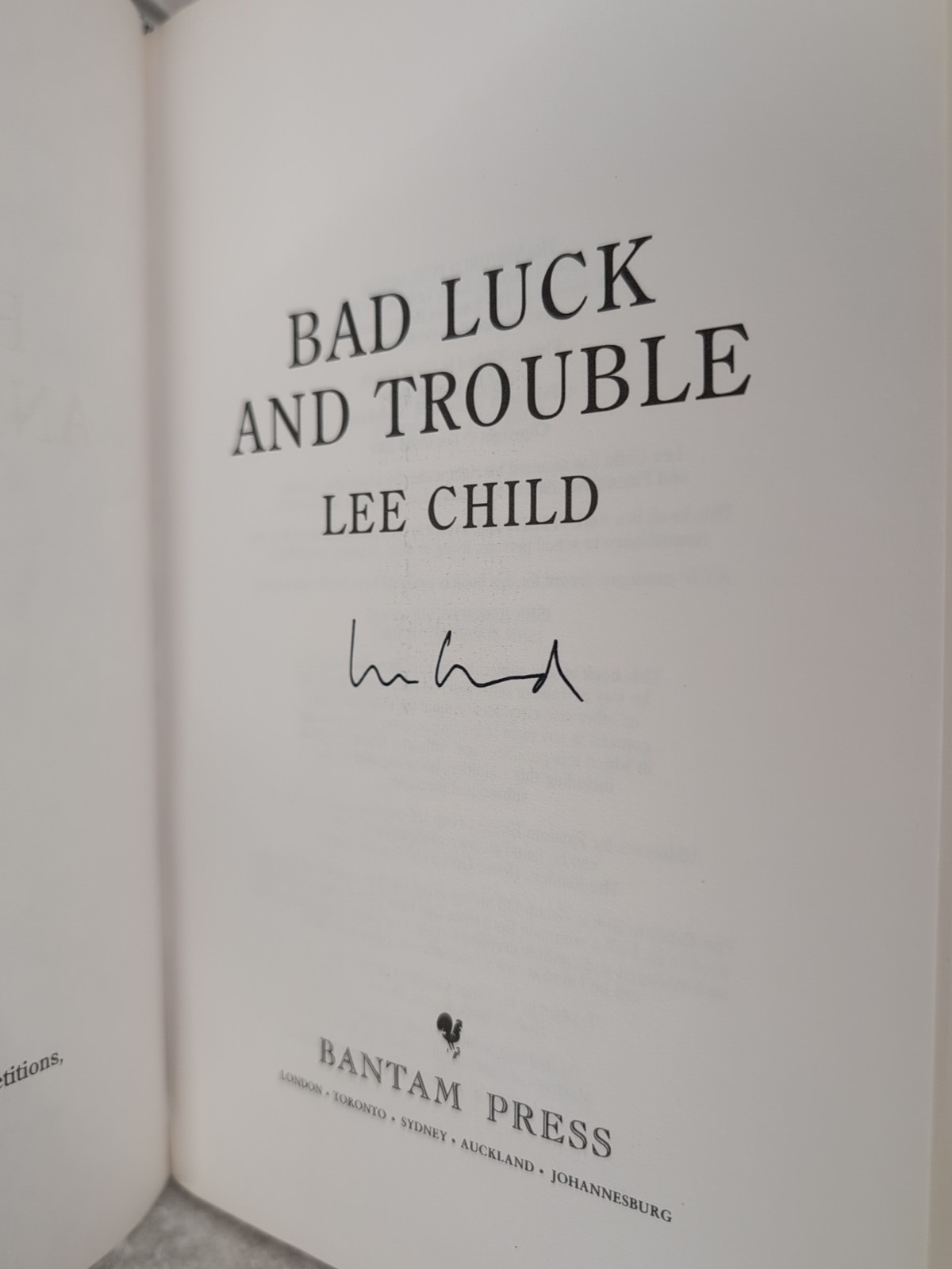 ??Signed BAD LUCK AND TROUBLE Lee Child (2007) + Custom Mylar #11 Jack Reacher!