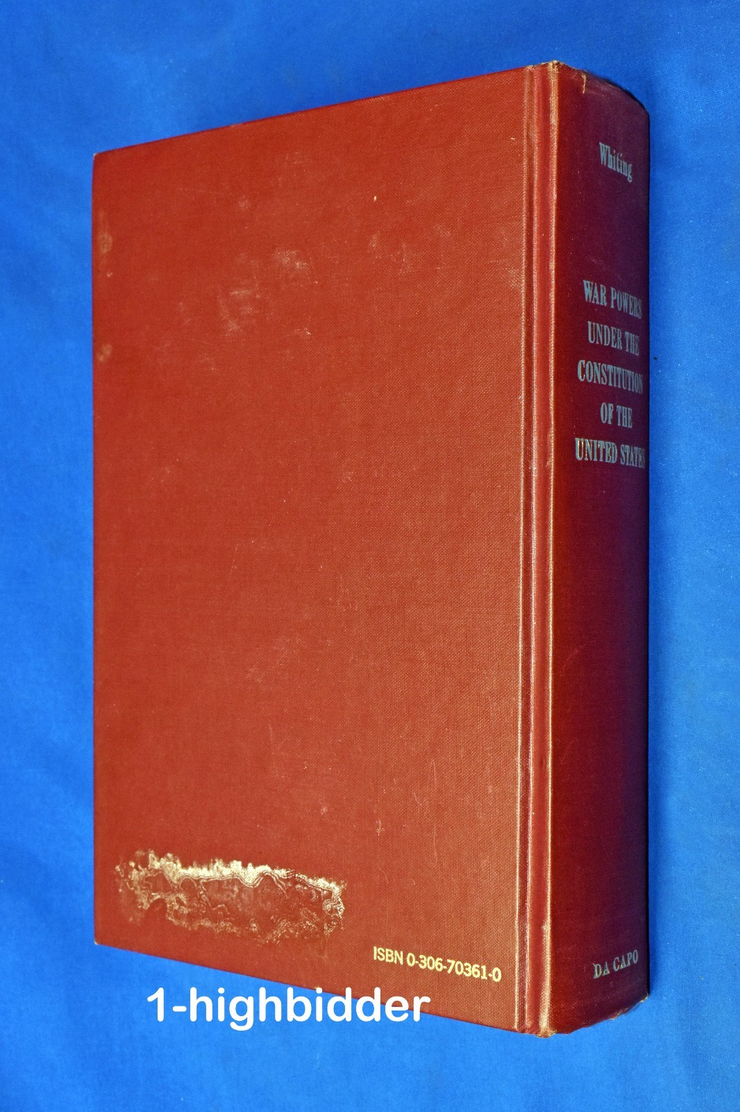 1871 War Powers Under the US Constitution Whiting 1972 HC Reprint Civil War Law