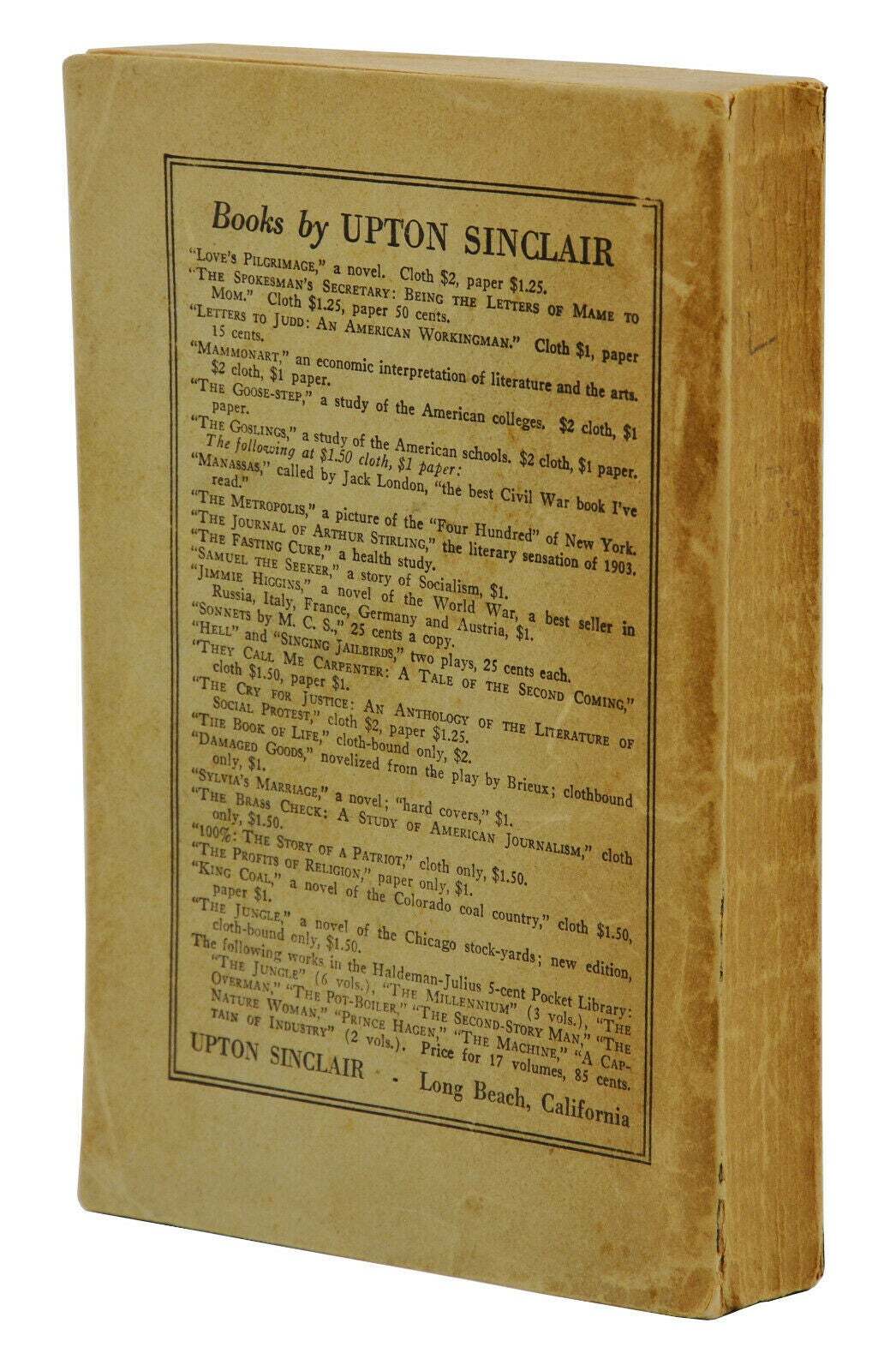 Oil! ~ UPTON SINCLAIR ~ First Edition 1st ~ 1927 ~ Self Published by the Author