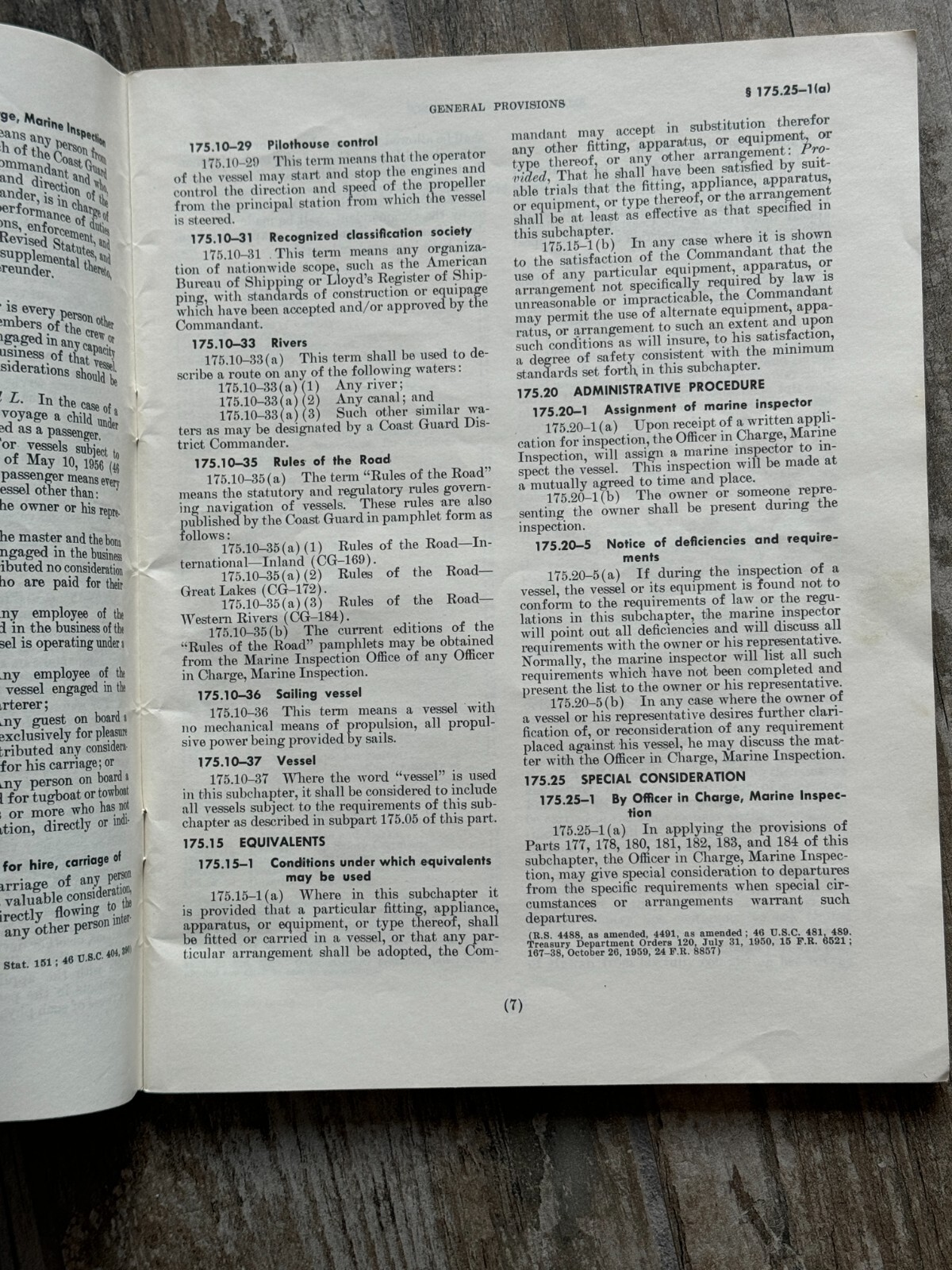 Rules And Regulations For Small Passenger Vessels US Coast Guard 1966