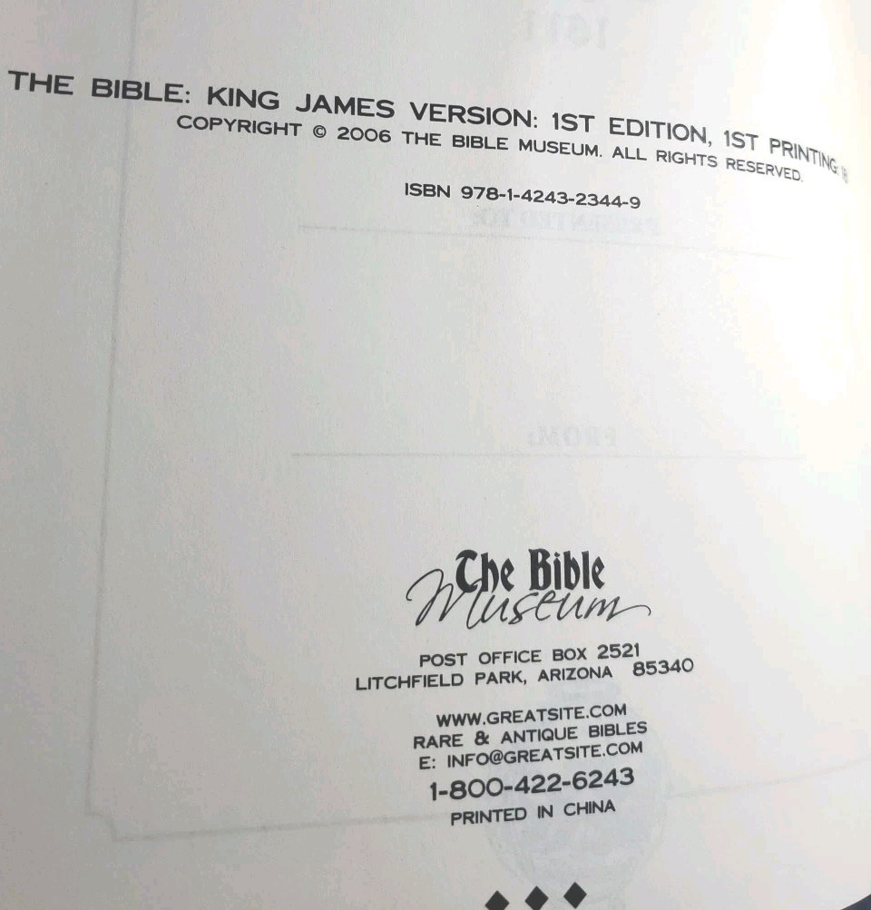 1611 King James Bible Facsimile + Original Leaf 1st Chronicles , 9″ X 11 X 3.5″
