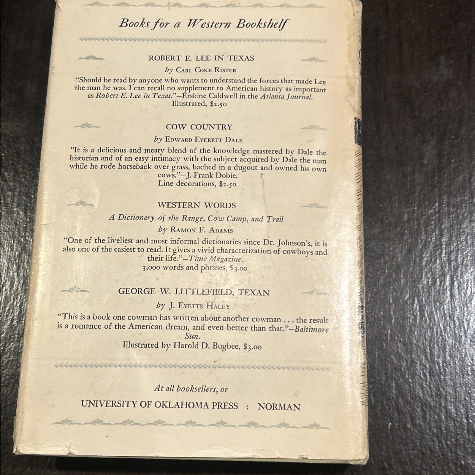 MAVERICK TOWN – THE STORY of OLD TASCOSA 1946 First ED DJ HB SIGNED