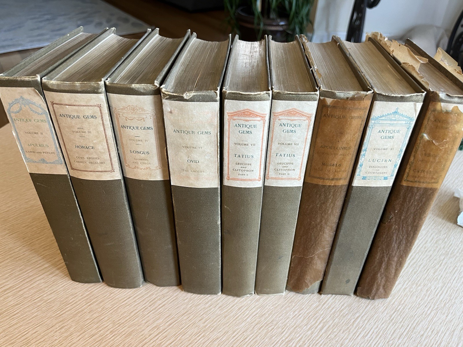 1902 Antique Gems Greek & Latin 9 books set w/o Vol I 1 V 5 VIII 8 X 10 #77/1000
