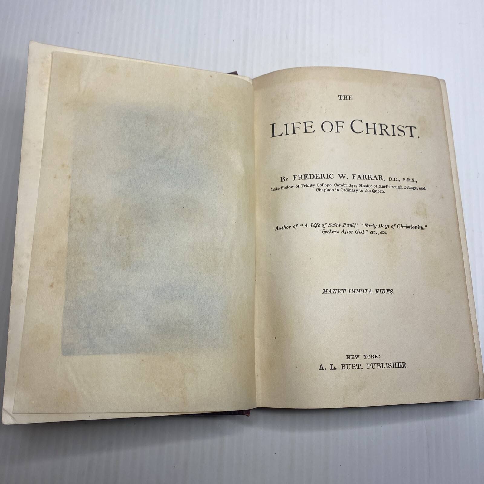 THE LIFE OF CHRIST, Farrar A.L. Burt Company The Home Library Late 1800s HC