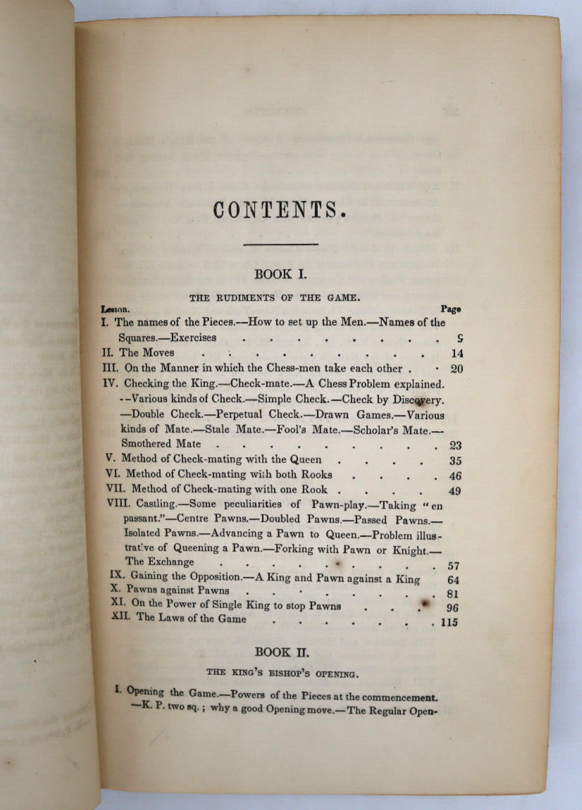 1859 The Book Of Chess Rudiments Of The Game & Tales Hard Cover Illustrated 509p