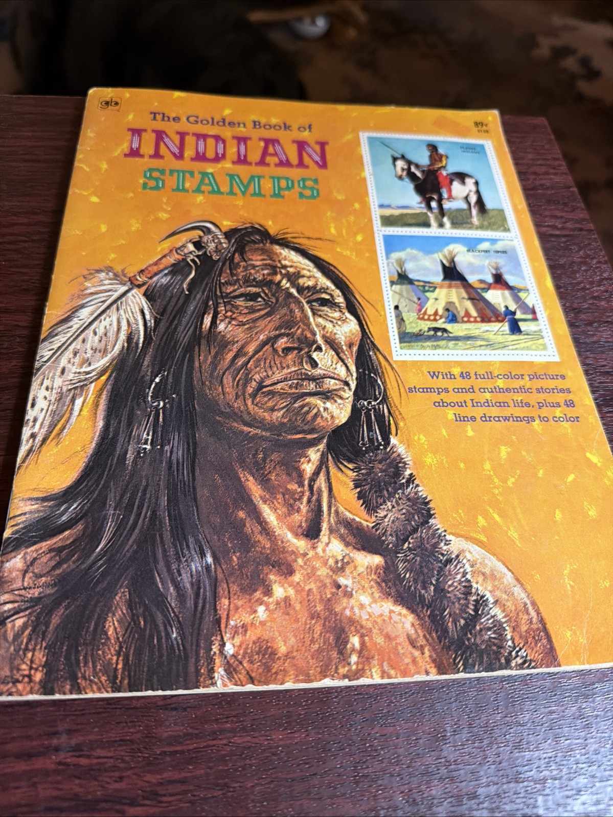 The Golden Book Of Indian Stamps 48 Native American 8th printing 1973