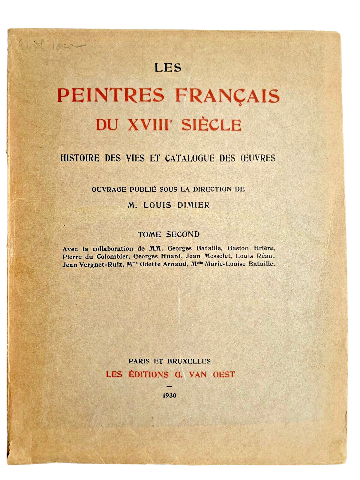 French Art Catalog, 1930 Vintage. Dimier Peintres français du XVIIIe siècle Vol2