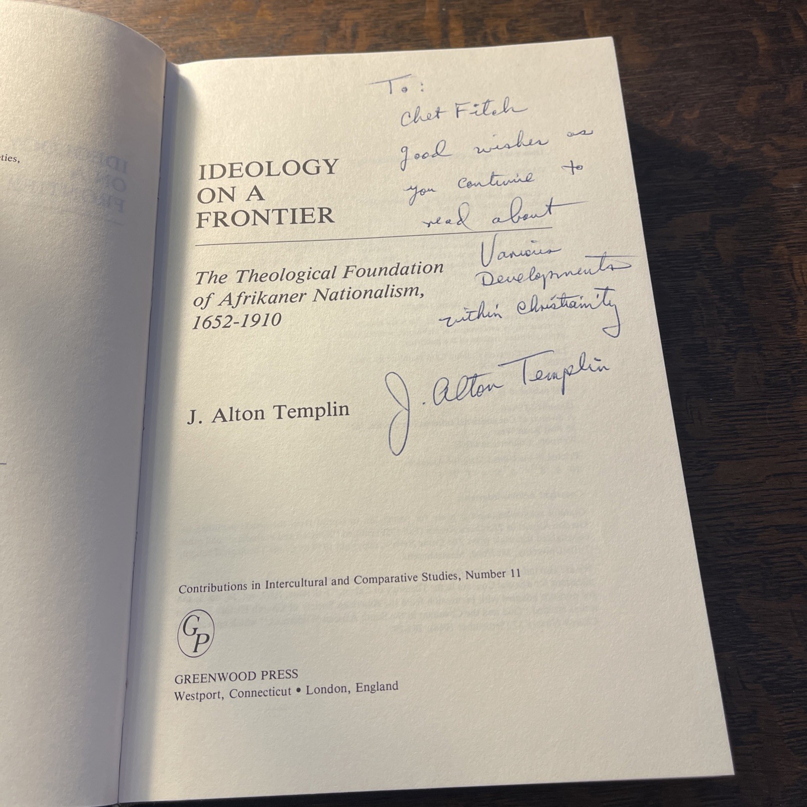 AUTHOR SIGNED 1984 Ideology on a Frontier J Alton Templin Greenwood Press 1st