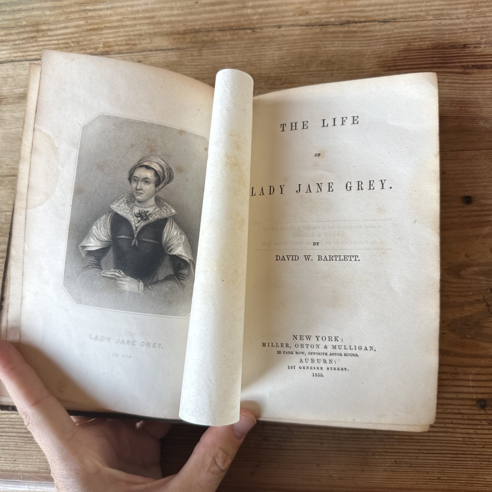 The Life Of Lady Jane Grey By David W. Bartlett, 1855 Antique Hardback Book