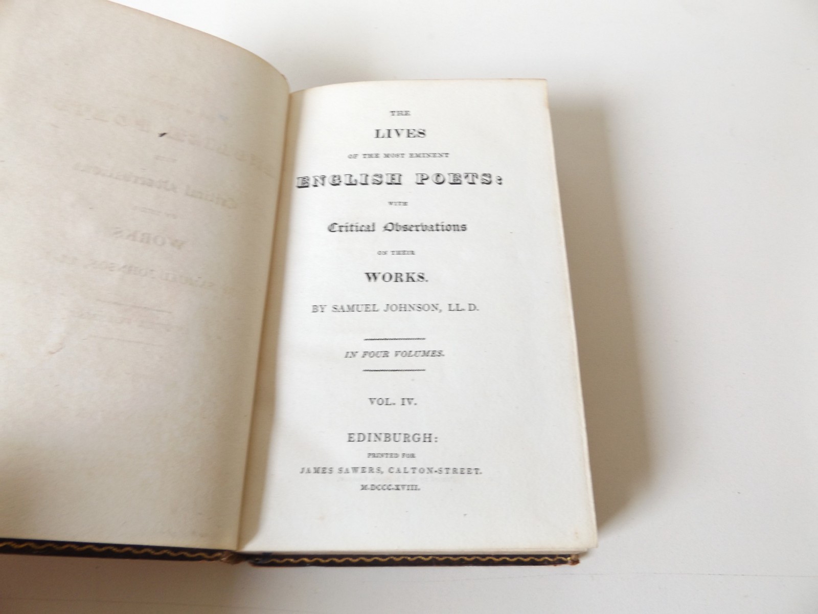 1818 JOHNSON’S LIVES of the ENGLISH POETS 4Vol. LEATHER BINDING Poetry