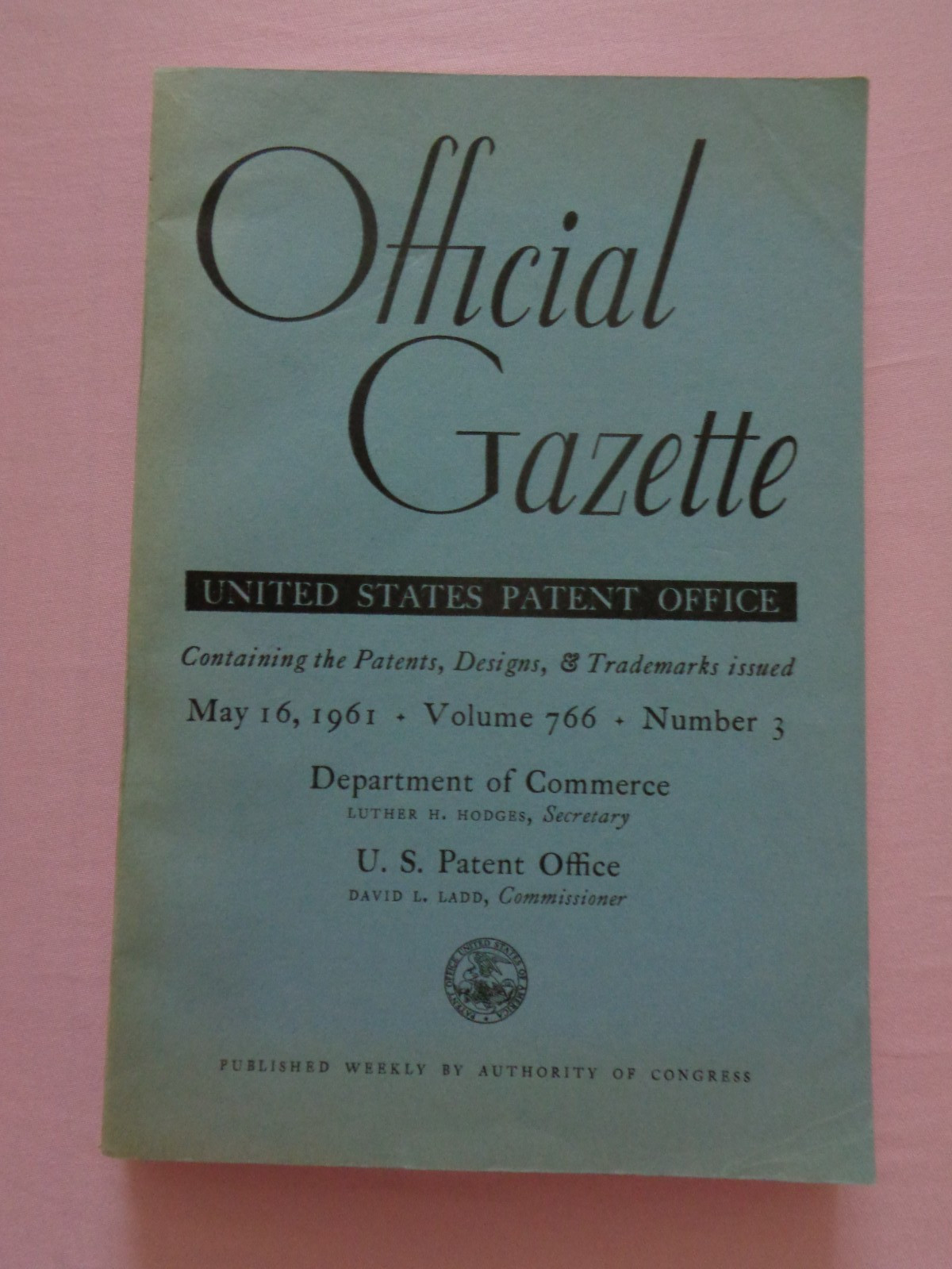 1961 Official Gazette United States Patent Office Vol 766 Trademarks Inventions