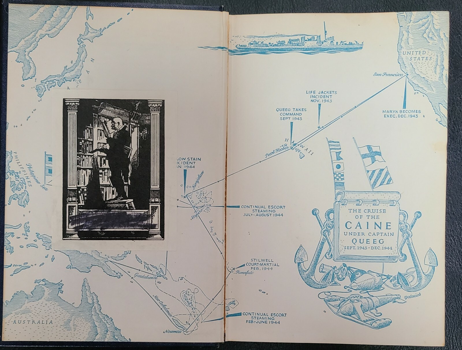 The Caine Mutiny Herman Wouk 1951 MCMLI Doubleday Hardcover Book WWII Novel