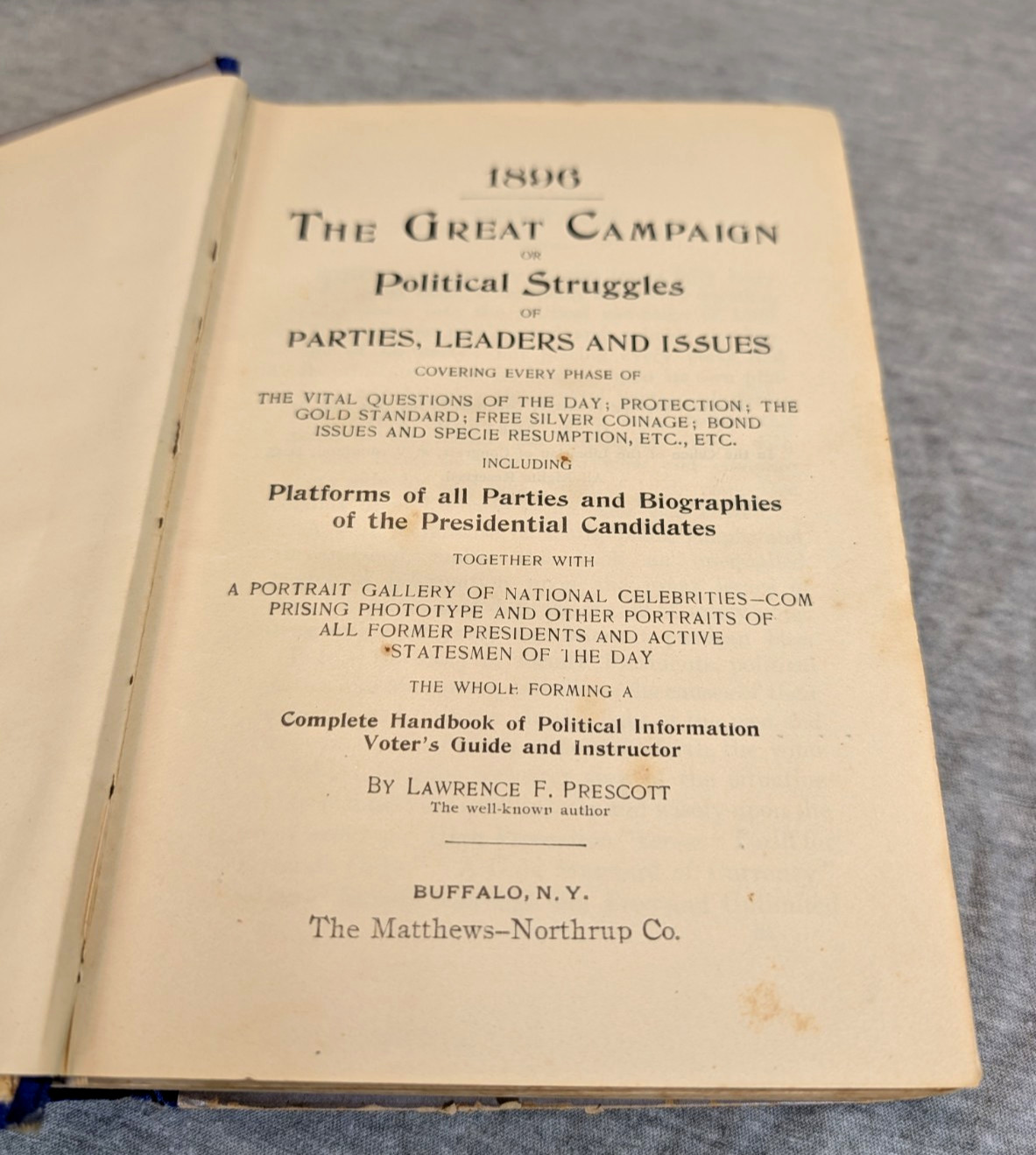 1896 The Great Campaign Political Srtuggles Voter Guide Presidential Election