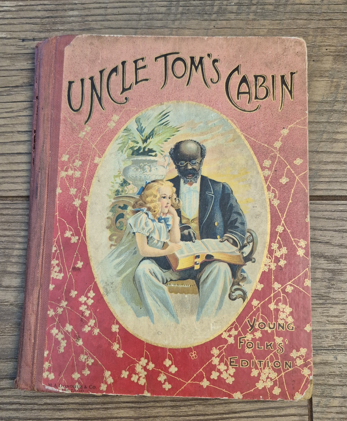 Rare Red Cover Uncle Tom’s Cabin Young Folks Edition M.A. Donohue & Co Book