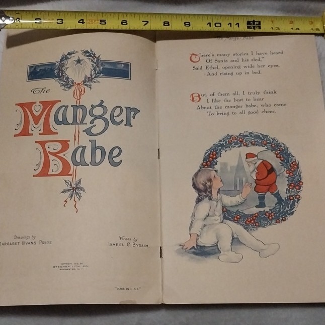 Stecher Lith. Co. The Manger Babe Illustrated Softcover Booklet 1916
