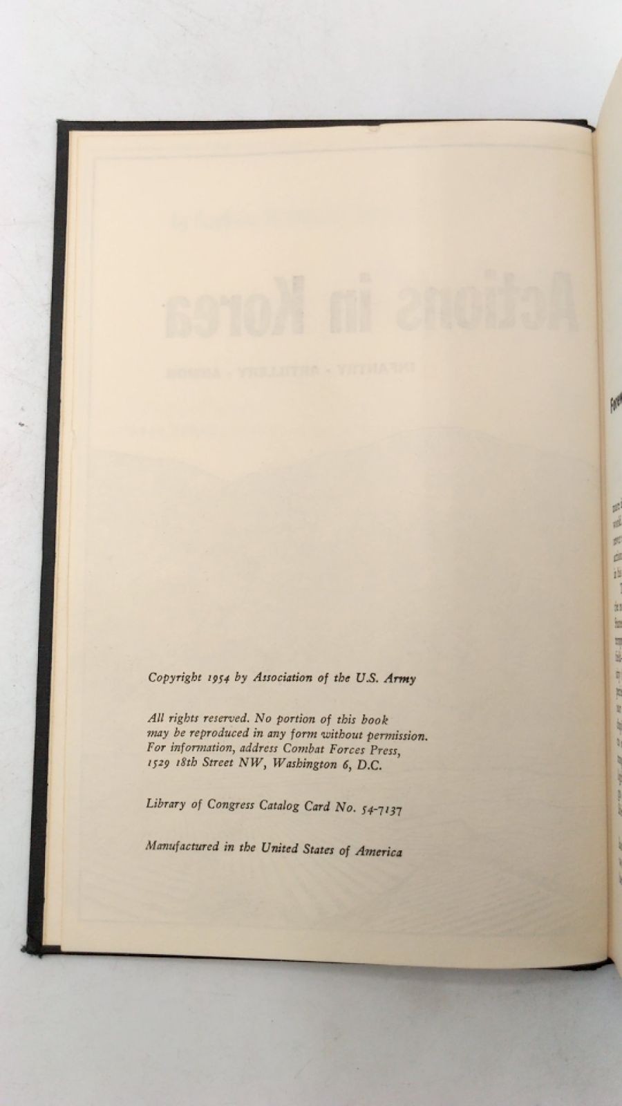 Combat Actions in Korea Russell A. Gugeler Hardcover 1954