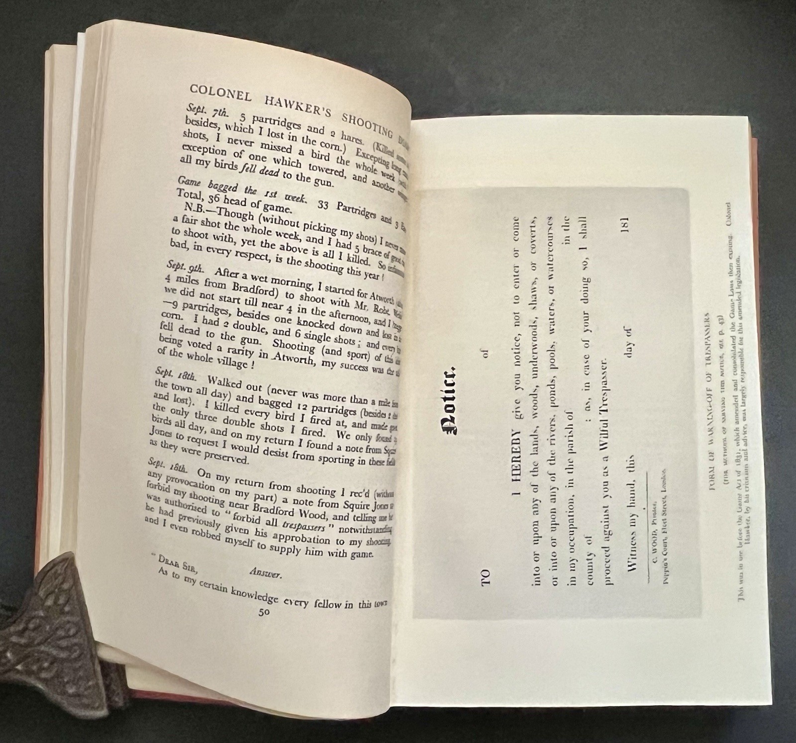 Vintage US UK Book Colonel Hawker’s Shooting Diaries Illustrated Intro Parker