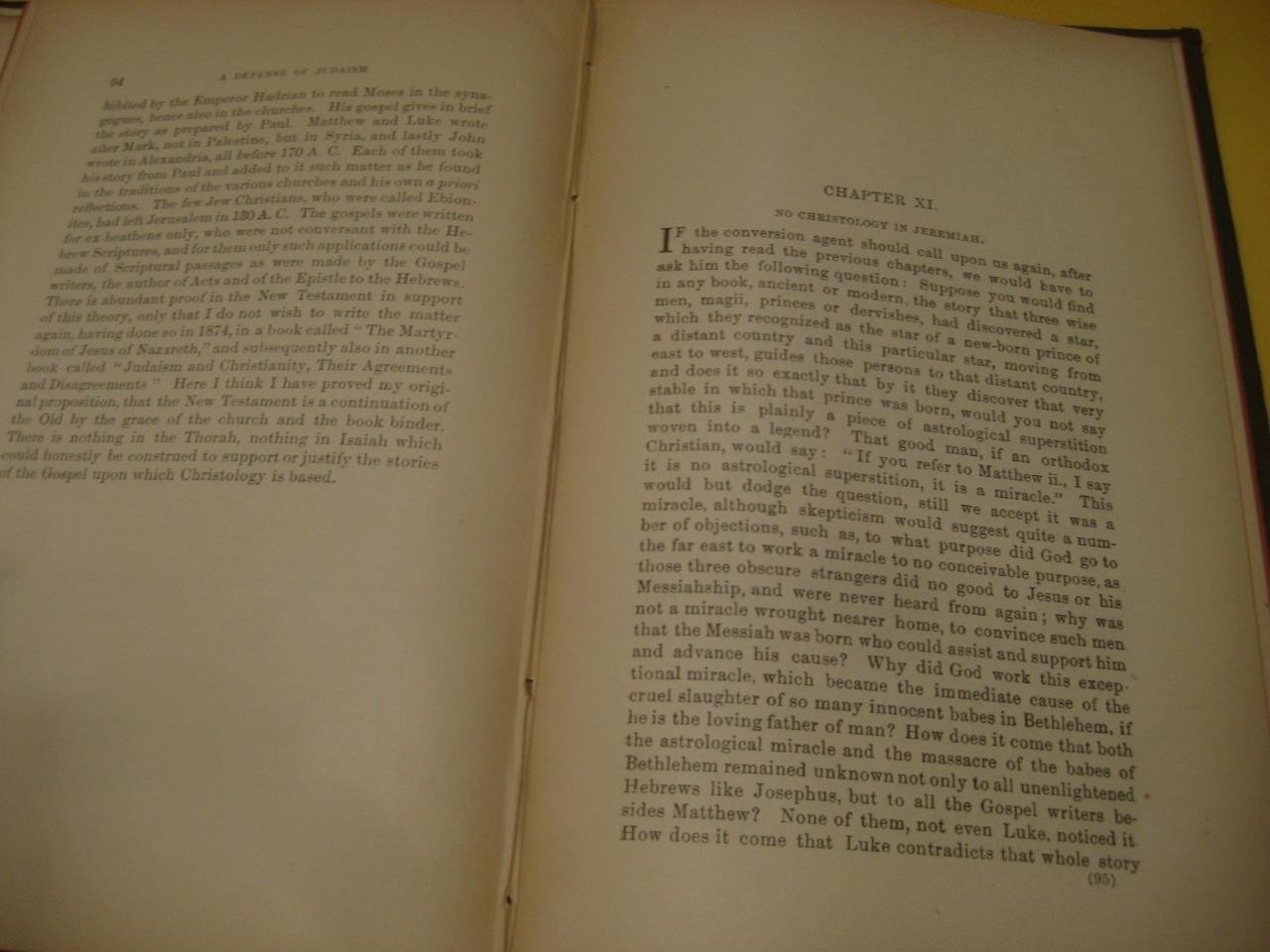 1889 Cincinnati/Chicago 1ST EDI. ISAAC MAYER WISE – A Defense of Judaism – Damag
