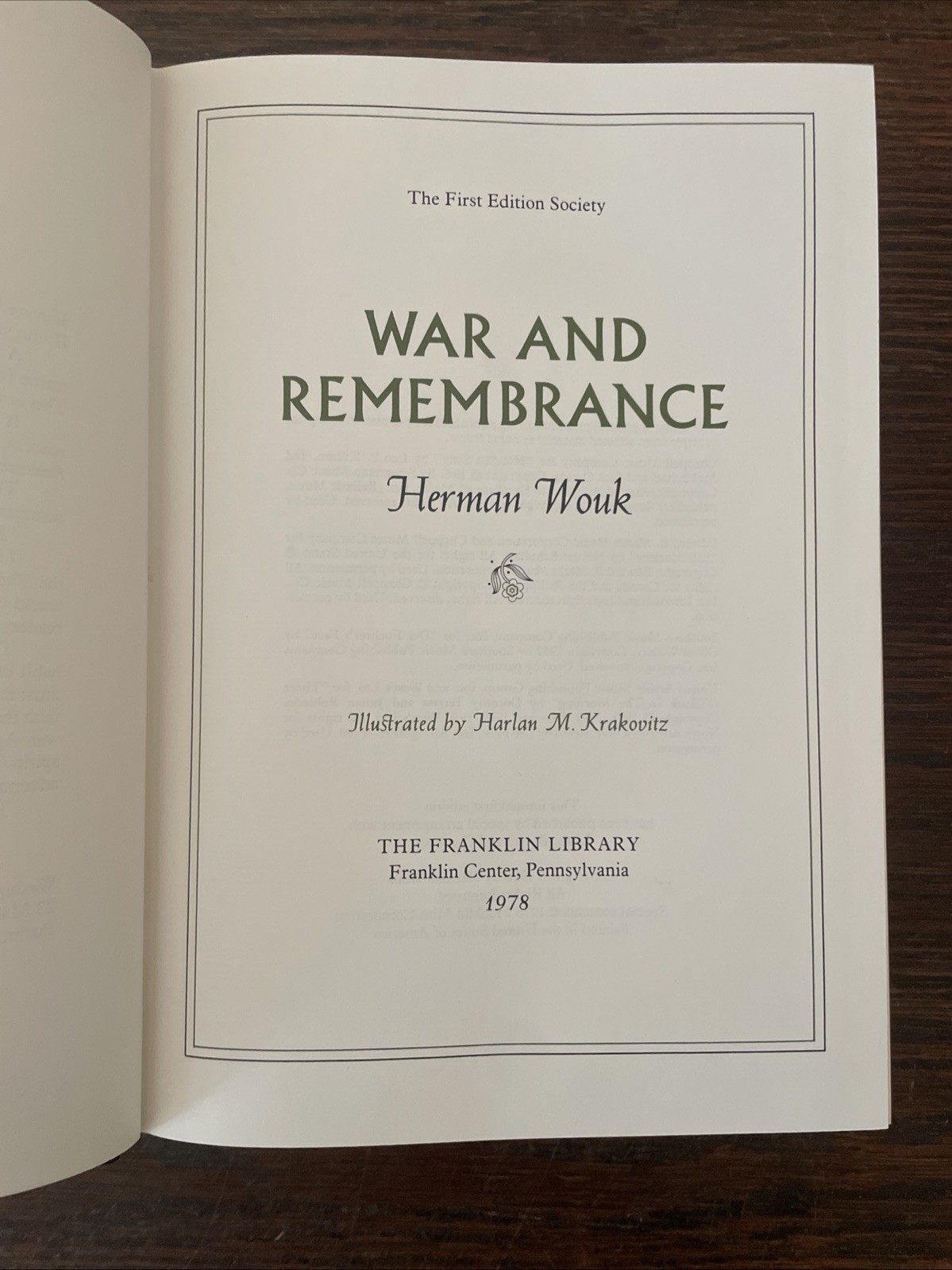 War and Remembrance, Herman Wouk, Franklin Library 1978, Limited First Edition