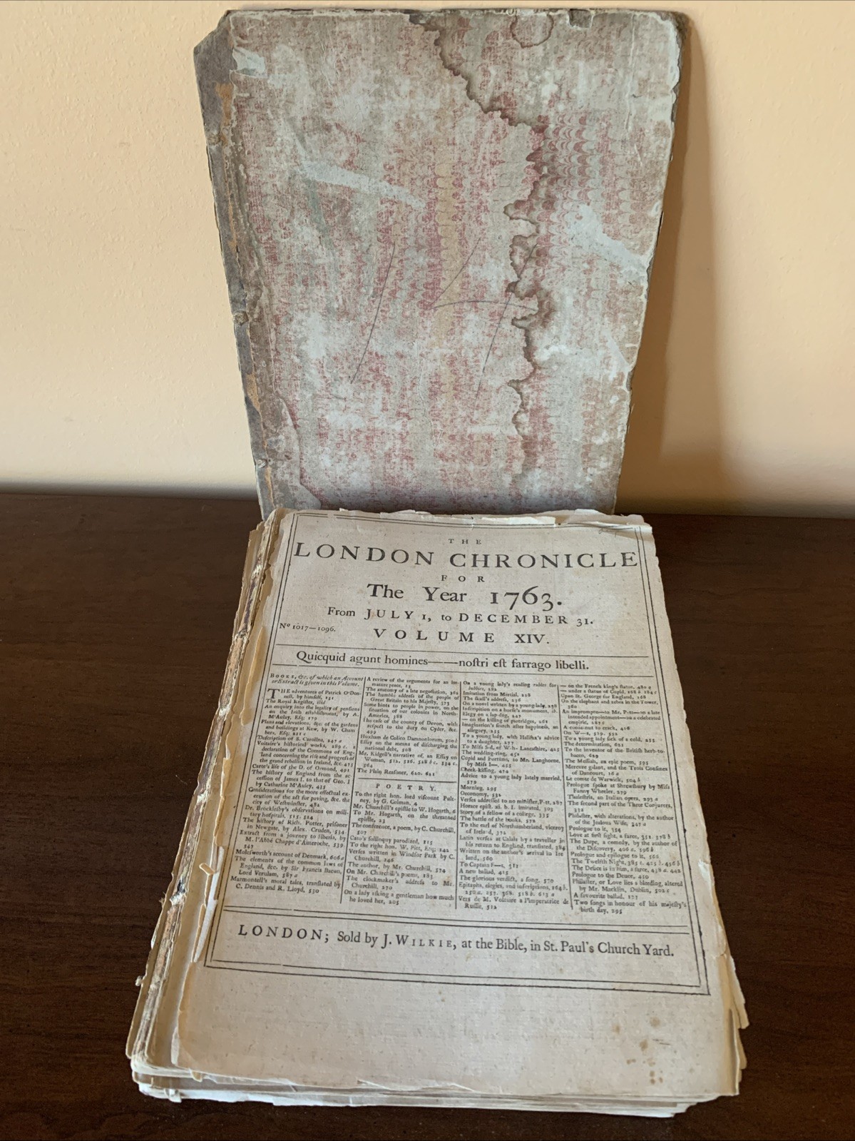 Original The London Chronicle For The Year 1763 July 1-December 31 , No 1017-96