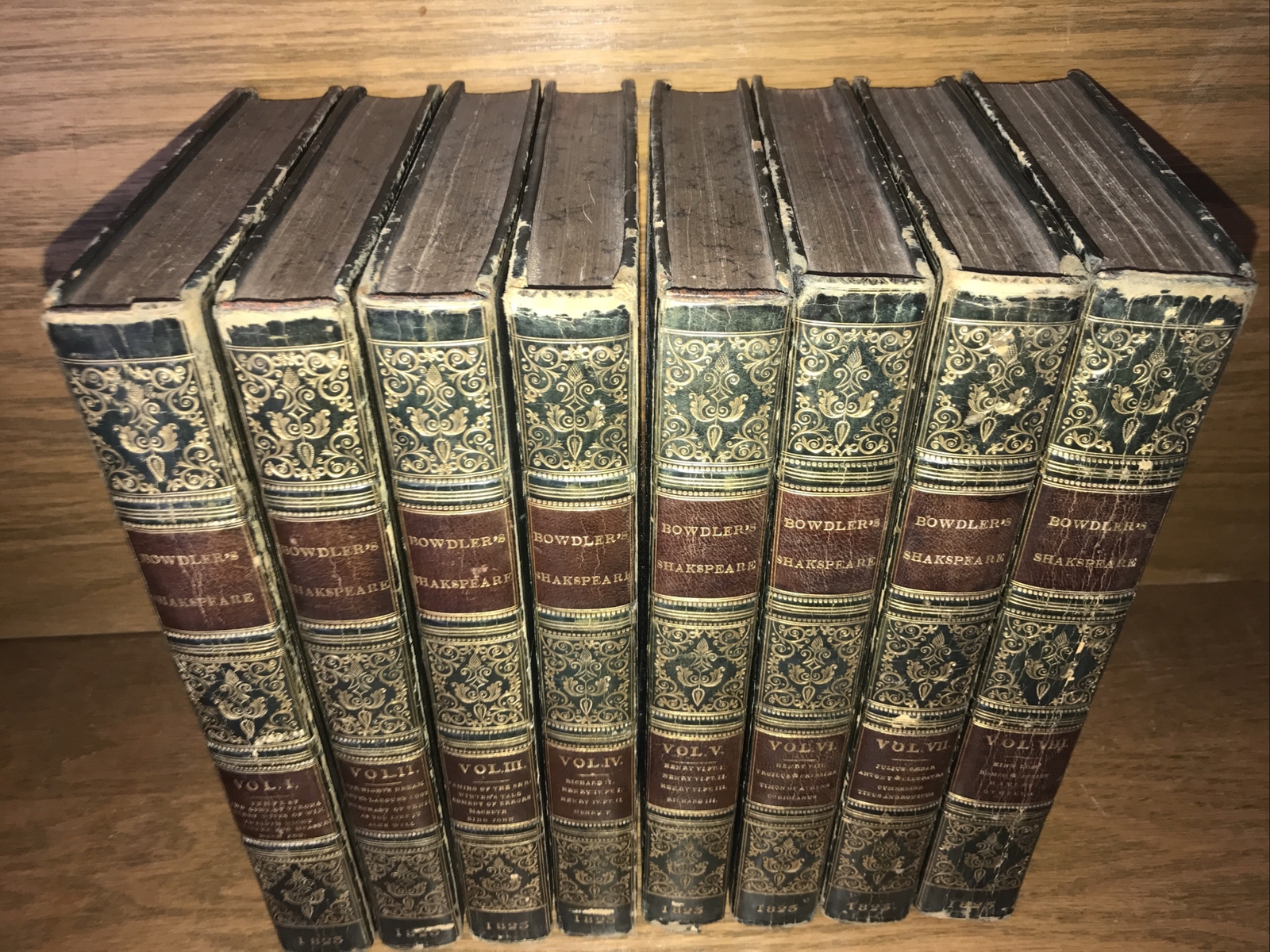 LEATHER Set; WORKS WILLIAM SHAKESPEARE! Complete ORIGINAL BINDINGS! 1823