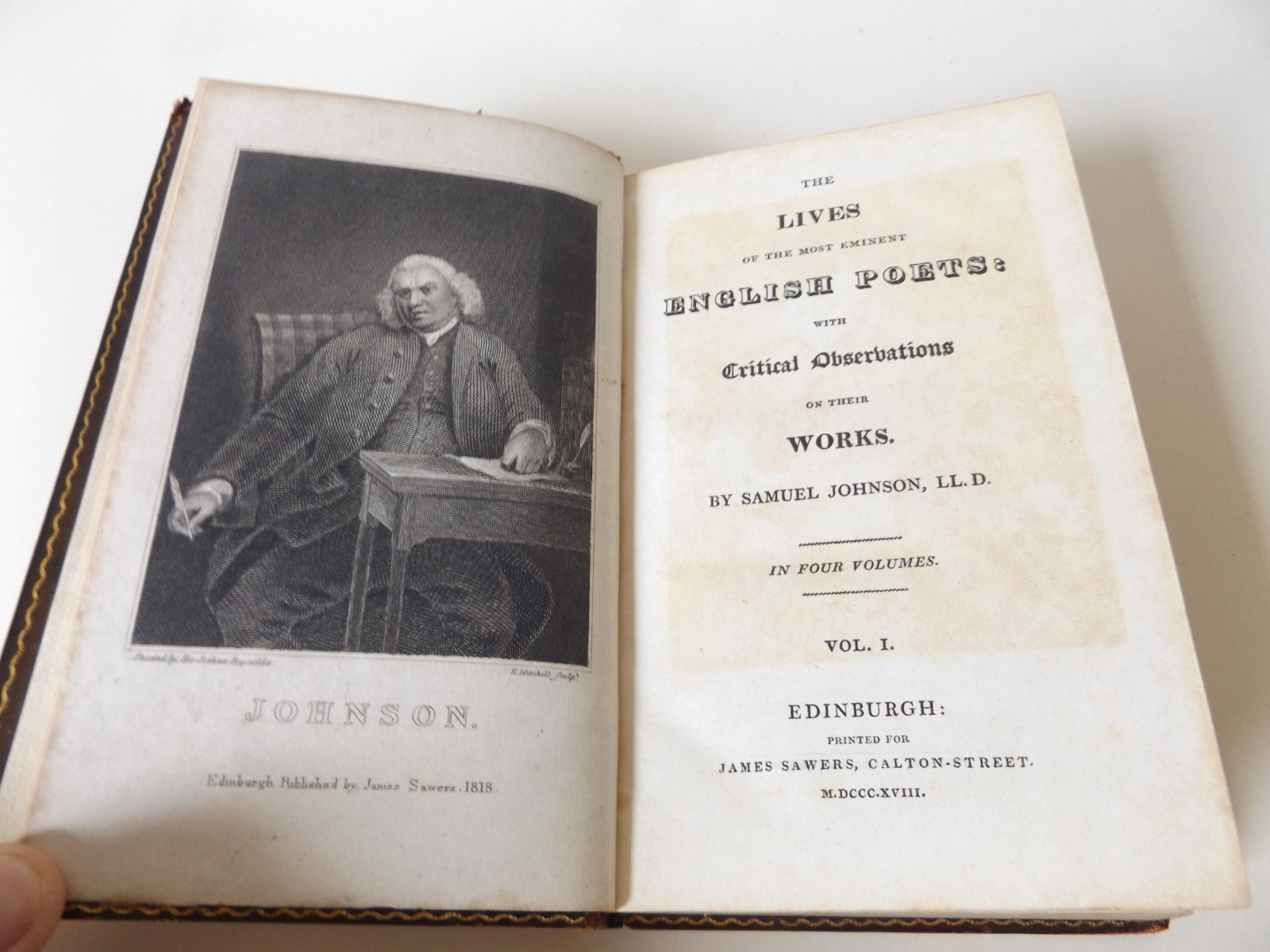 1818 JOHNSON’S LIVES of the ENGLISH POETS 4Vol. LEATHER BINDING Poetry
