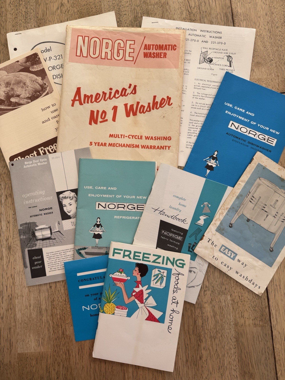 Lot of 1950’s Vintage Norge Appliance Buyer Booklets, Manuals, Paperwork, Books