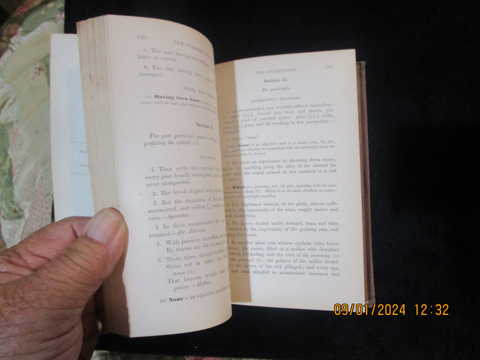 THE PARSER`S MANUAL by John Williams 1871 Good original copy English Grammer Vtg