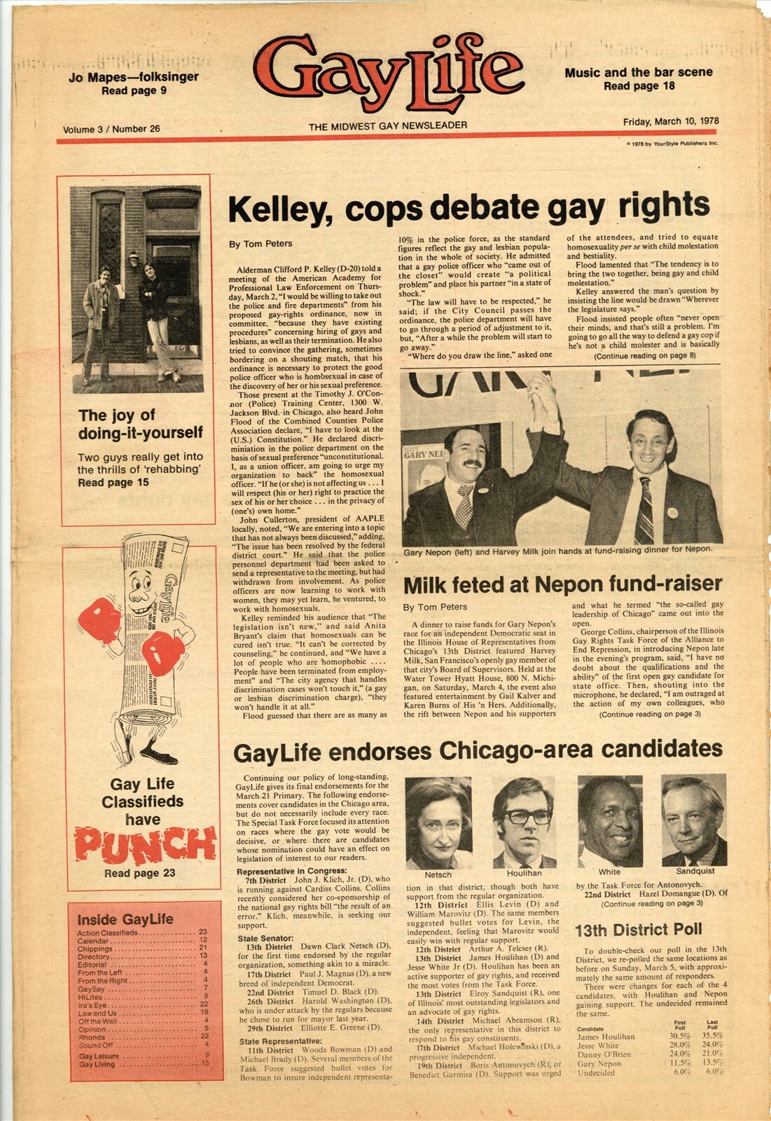 Chicago GayLife 1978 Harvey Milk, Gary Lapon 24pg Gay Civil Rights Newspaper