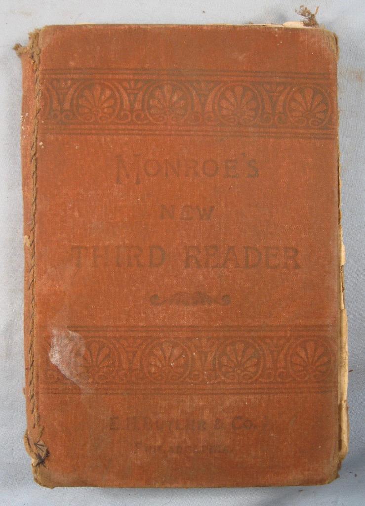 Monroes New Third Reader Antique Book Circa 1900 E H Butler Philadelphia O AS IS