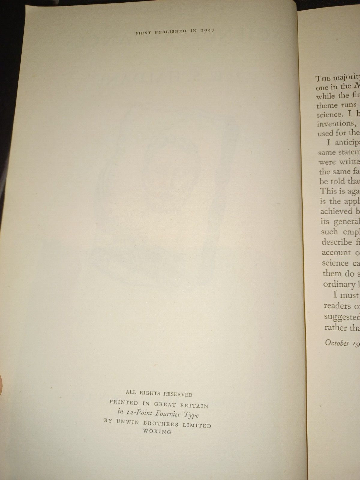 SCIENCE ADVANCES by J. B. S. HALDANE mialin GEORGE ALLEN & UNWIN LTD 1947