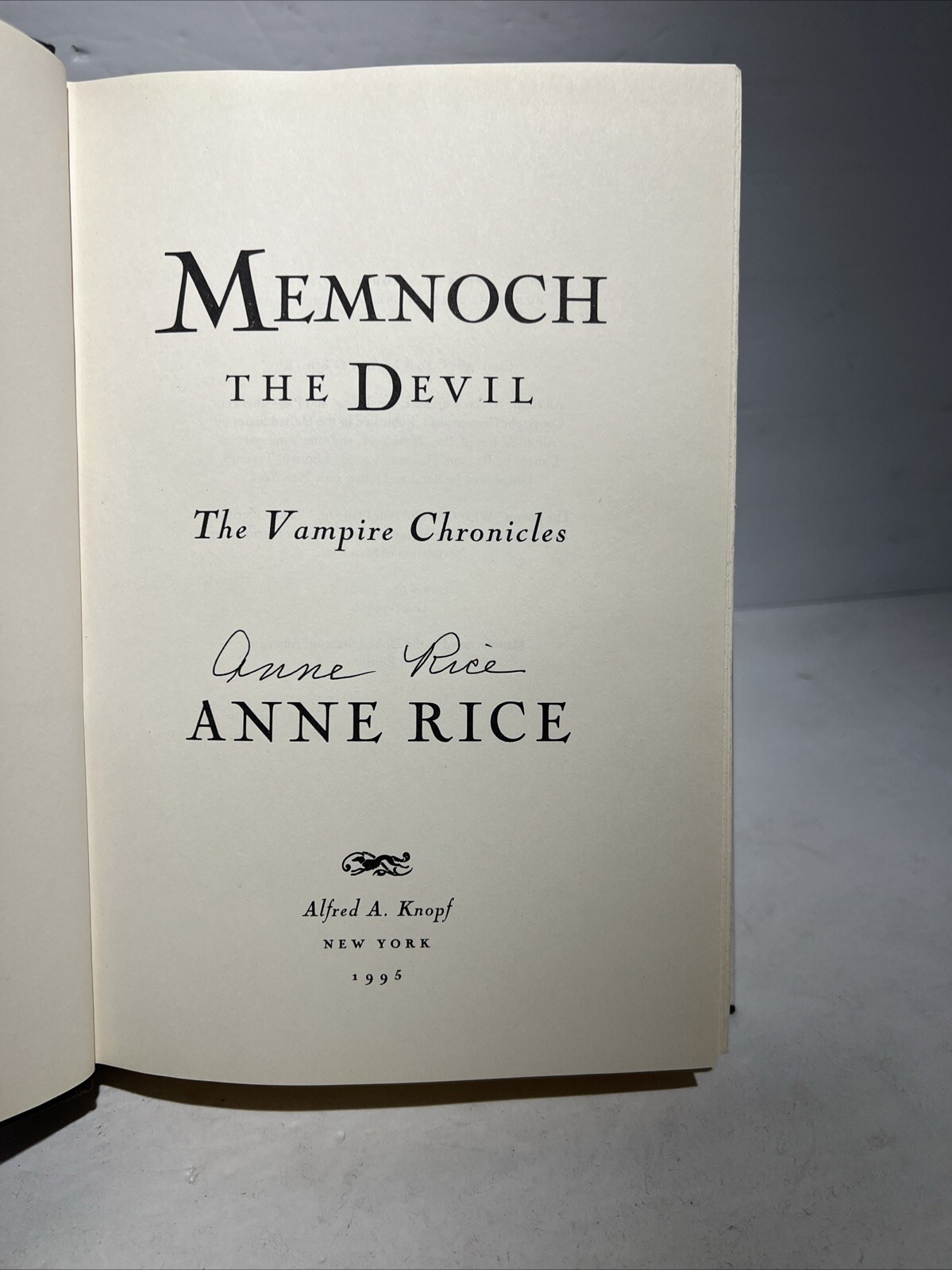 Signed Vampires Lestat Memnoch the Devil 1995 Anne Rice DJ Vampire Chronicles NR
