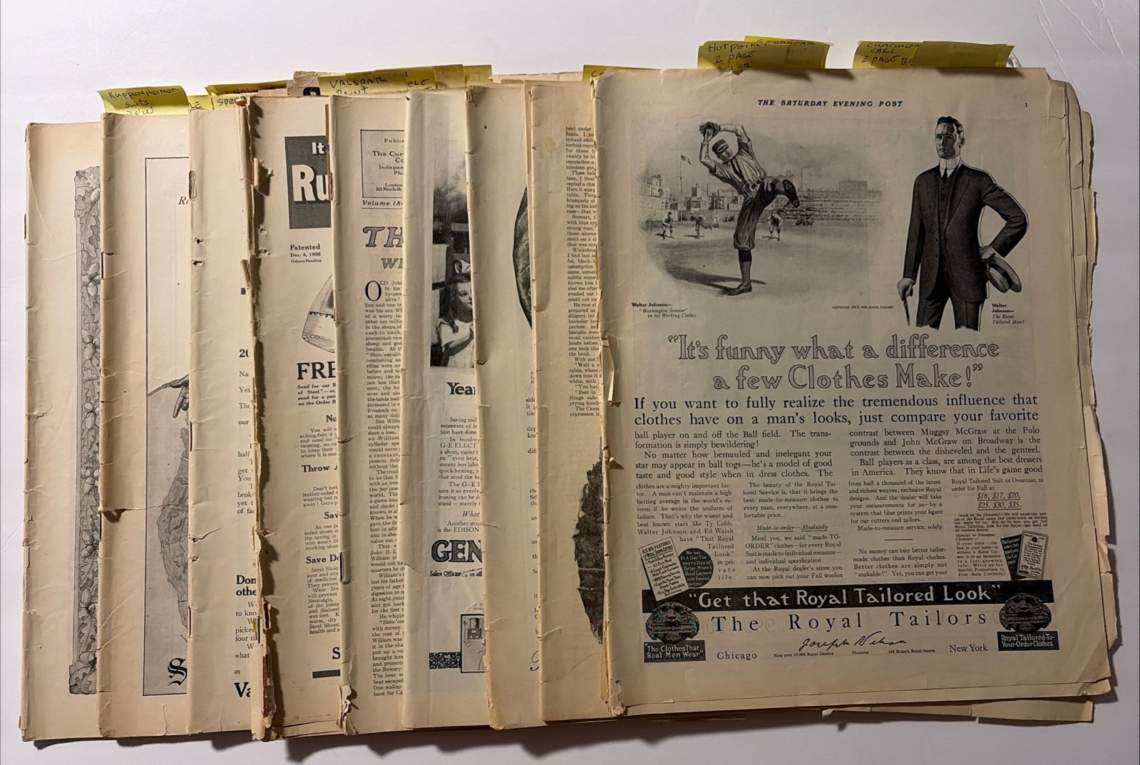 Antique Saturday Evening Post Magazine Lot Of 8 -Great Advertising-No Covers