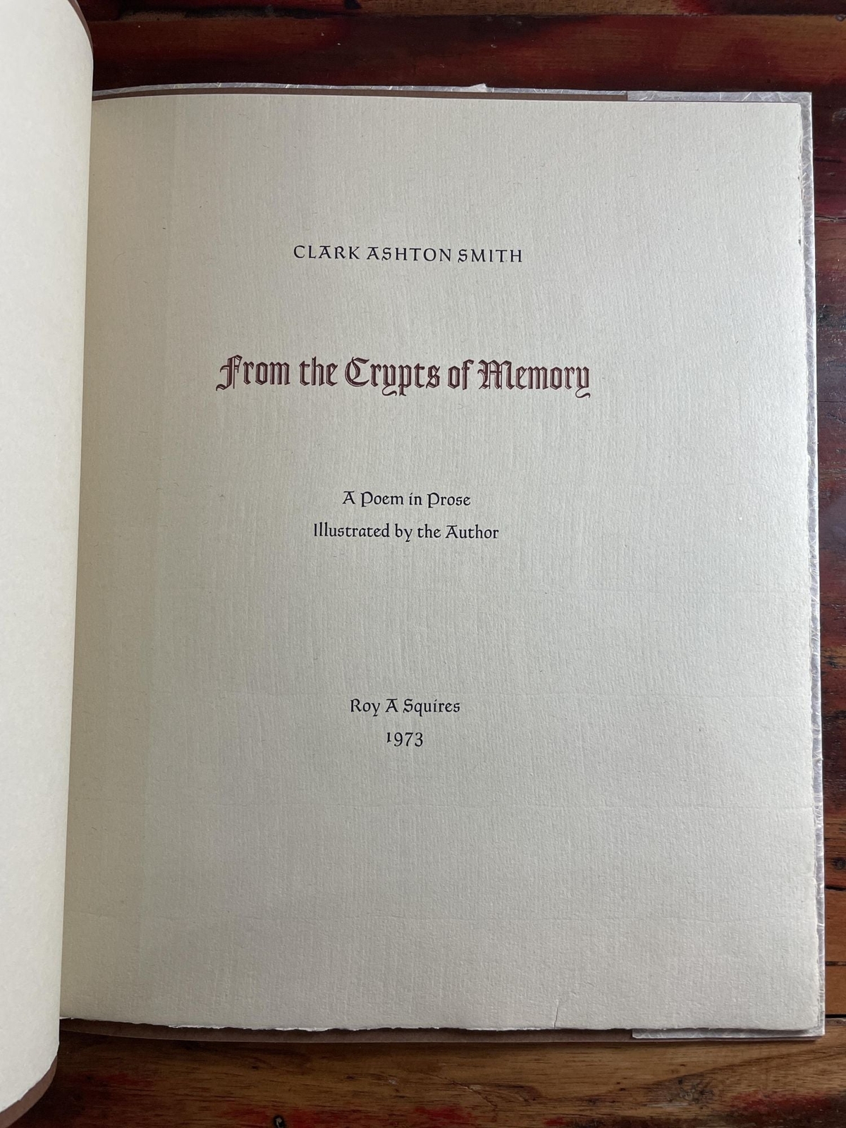 Clark Ashton Smith / From the Crypts of Memory 1st Edition 1973