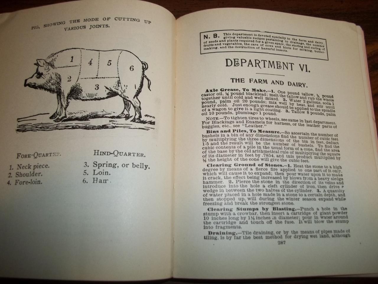 1934 HOME FARM RECIPES COOKBOOK BREWING CATTLE MEDICAL PERFUMERY EXPLOSIVES