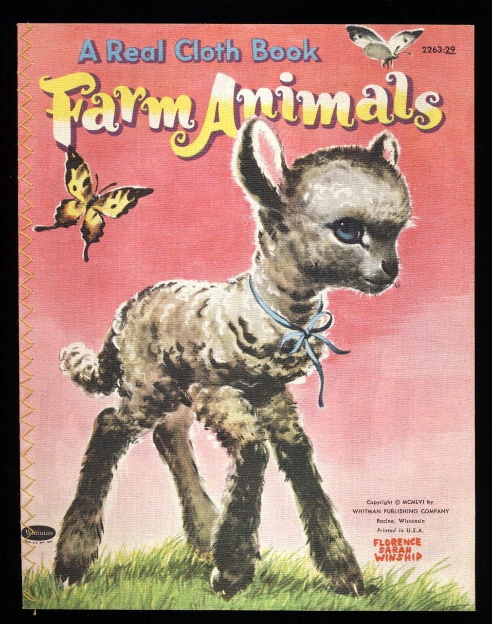 1956 FARM ANIMALS A Real CLOTH BOOK Florence Sarah Winship WHITMAN – Like New
