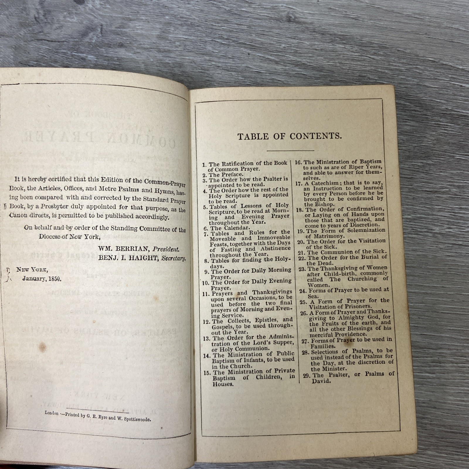 Antique Book Of Common Prayer Protestant Episcopal Church 1867 By D Appleton 5”