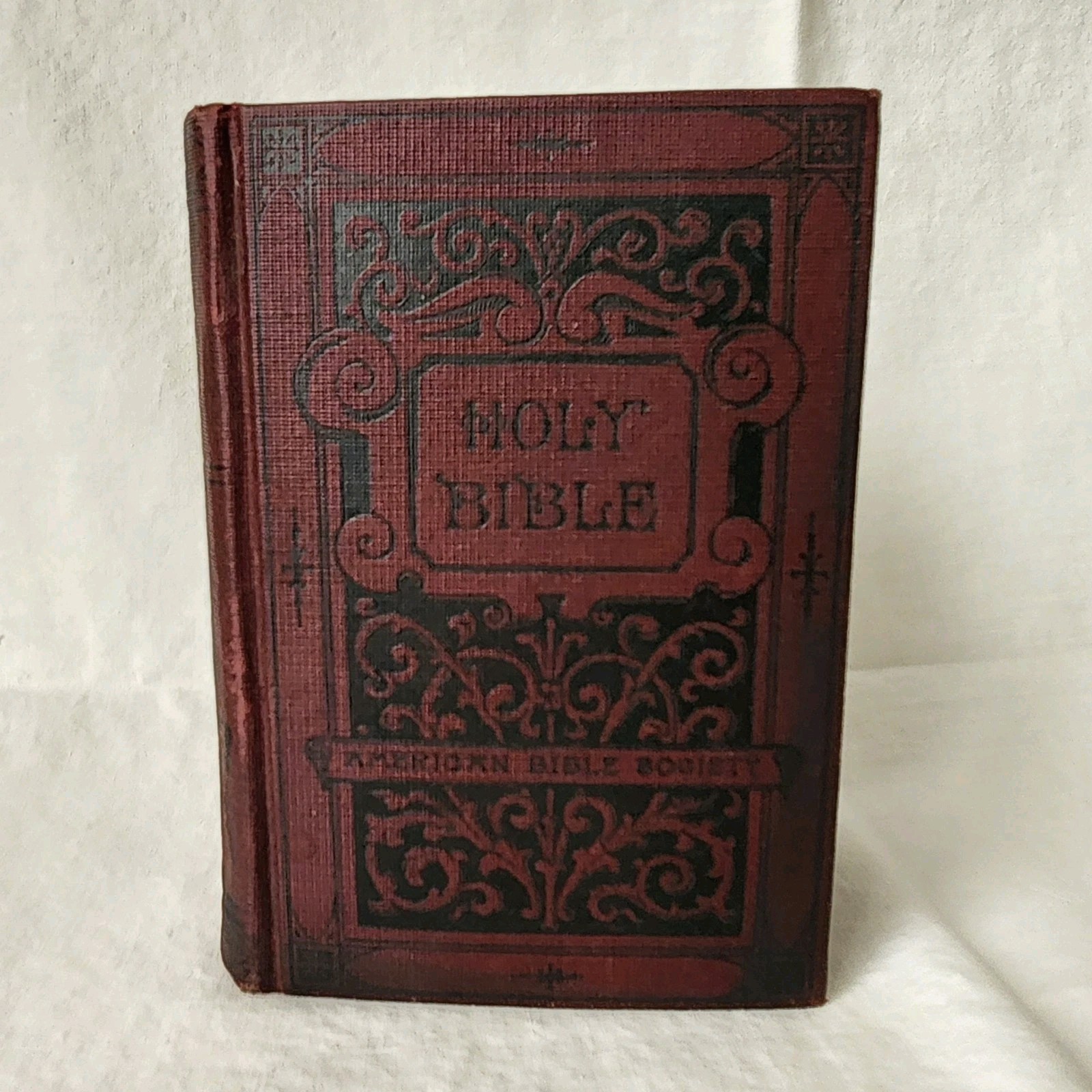 1894 Antique Holy Bible KJV American Bible Society Pocket Bible Red Cloth